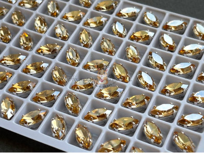 Стразы Наветт Golden Shadow 10×5 мм/ оправа серебро
