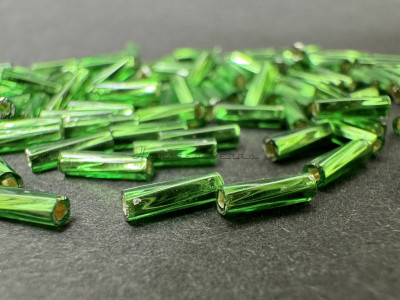 Витой стеклярус Miyuki Green Silver Lined TW-6-0016 2х6 мм
