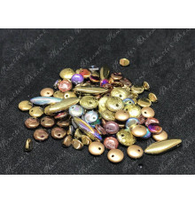 Мультимикс чешских стеклянных бусин Amber Gold Rainbow Mix в тубе