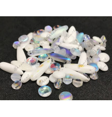 Мультимикс чешских стеклянных бусин Crystal White Mix в тубе