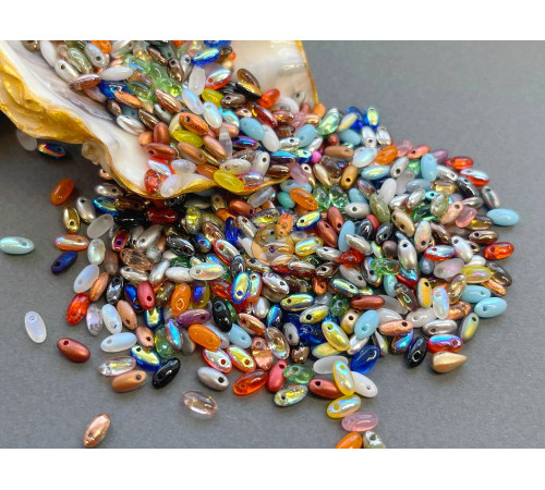 Микс чешских стеклянных бусин Rizo beads 2.5x6 mm 
