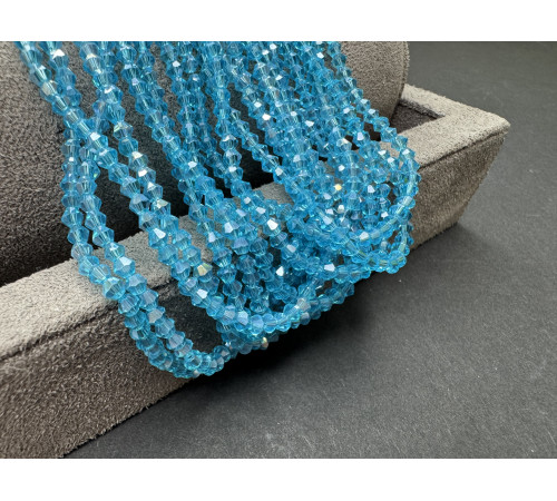 Биконусы стеклянные Aquamarine Luster #62L 3 мм/ 1 нить