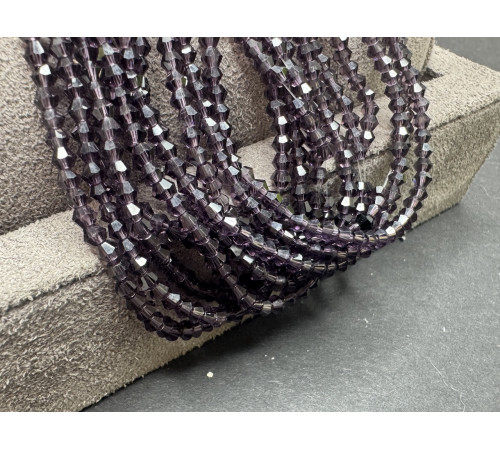Биконусы стеклянные Dark Amethyst #14 3 мм/ 1 нить
