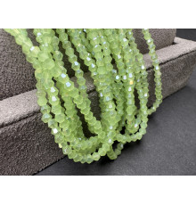 Биконусы стеклянные Light Green Opal Luster #38L 3 мм/ 1 нить