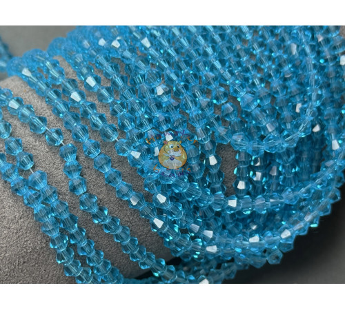 Биконусы стеклянные Aquamarine #62 4 мм/ 1 нить