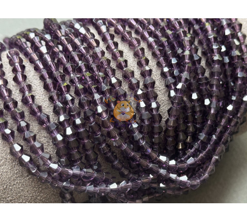 Биконусы стеклянные Deep Tanzanite #20 4 мм/ 1 нить