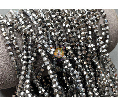 Биконусы стеклянные Jet Hematite #48 4 мм/ 1 нить