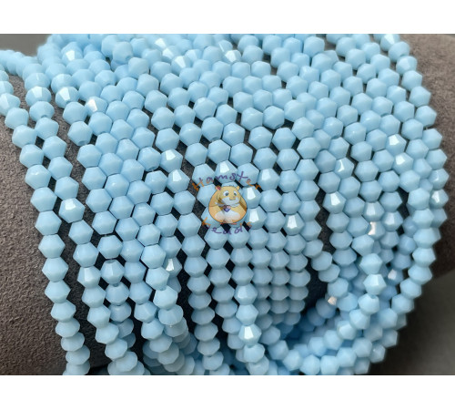 Биконусы стеклянные Opaque Turquoise Blue #81 4 мм/ 1 нить