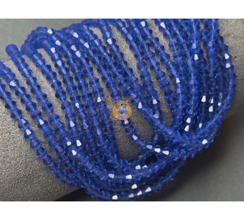 Биконусы стеклянные Sapphire #63 4 мм/ 1 нить