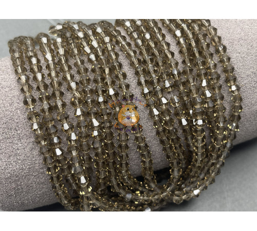 Биконусы стеклянные Smokye Quartz #147 4 мм/ 1 нить