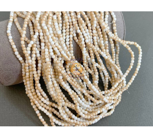 Бусины стеклянные White Caramel 2 мм / 1 нить