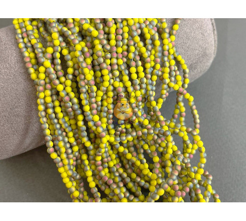 Бусины стеклянные Yellow Vitrail Matt 2 мм / 1 нить