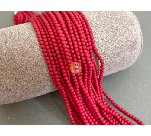 Бусины стеклянные Deep Red Porcelain Matt 2 мм / 1 нить