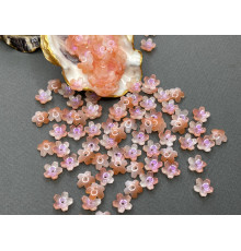 Бусины-цветы Сакура Crystal Peach/White 10 мм/10 шт