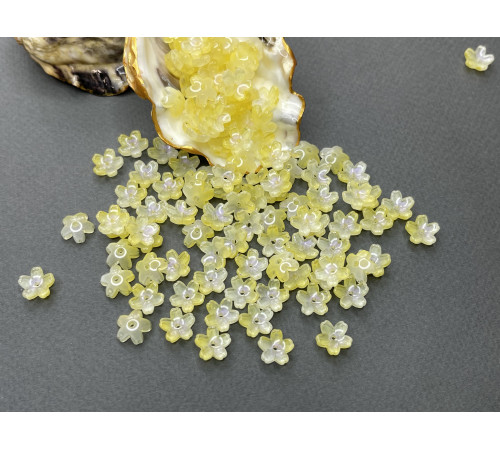 Бусины-цветы Сакура Crystal Yellow/White 10 мм/10 шт