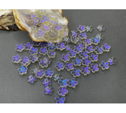 Бусины-цветы Сакура Crystal Black Diamond Violet Blue 10 мм/10 шт