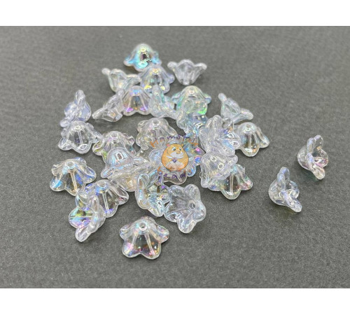 Бусины-цветы Вьюнок Crystal Rainbow 7x13 mm / 10 шт