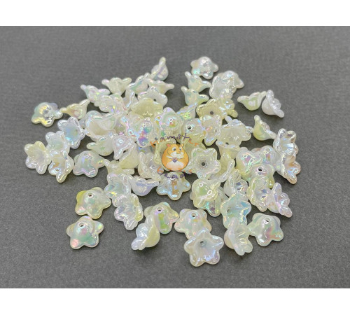 Бусины-цветы Вьюнок White Yellow Rainbow 7x13 mm / 10 шт