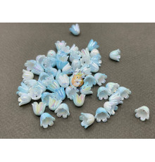 Бусины-цветы Ландыша White Light Blue Rainbow 8,5x11 mm / 10 шт