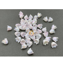 Бусины-цветы Ландыша White Light Rose Rainbow 8,5x11 mm / 10 шт