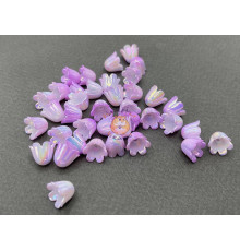Бусины-цветы Ландыша White Lila Rainbow 8,5x11 mm / 10 шт