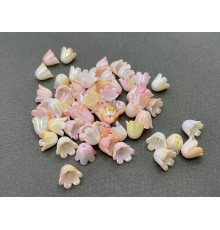 Бусины-цветы Ландыша White Pink/Yellow Rainbow 8,5x11 mm / 10 шт