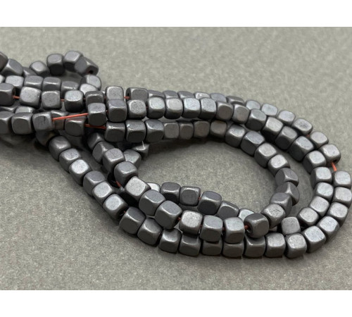 Бусины Гематит Jet Hematite Matt 3,5x3,5 мм, немагнитный / 20 шт