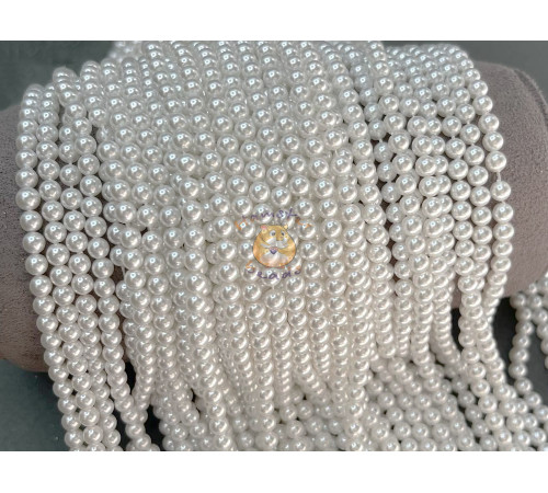 Жемчуг хрустальный Crystal Snow White Pearl 3 мм, 4 мм (Китай) / 1 нить