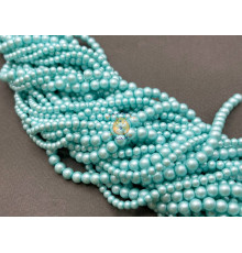 Жемчуг стеклянный Aqua Matt Pearl 4 мм, 6 мм (Китай) / 1 нить