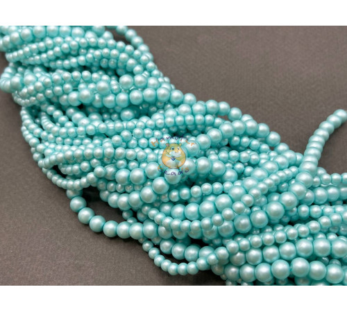 Жемчуг стеклянный Aqua Matt Pearl 4 мм, 6 мм (Китай) / 1 нить
