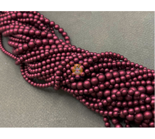 Жемчуг стеклянный Bordeaux Matt Pearl 4 мм, 6 мм (Китай) / 1 нить