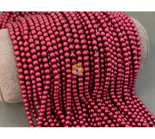 Жемчуг стеклянный Bordeaux Matt Pearl 4 мм (Китай) / 1 нить