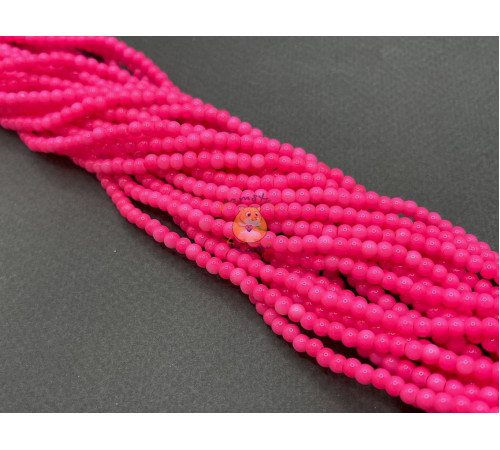 Жемчуг стеклянный Bright Pink Pearl 4 мм (Китай) / 1 нить