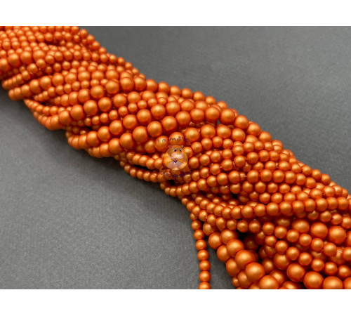 Жемчуг стеклянный Dark Orange Matt Pearl 4 мм, 6 мм (Китай) / 1 нить