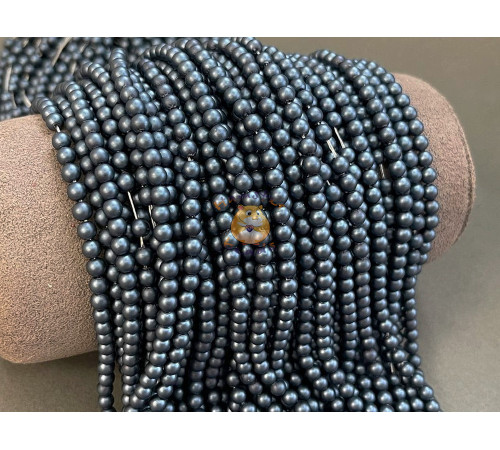 Жемчуг стеклянный Dark Gray Matt Pearl 4 мм (Китай) / 1 нить