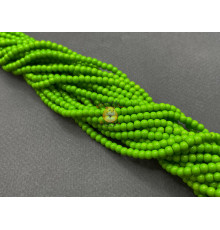 Жемчуг стеклянный Lime Green Pearl 4 мм (Китай) / 1 нить