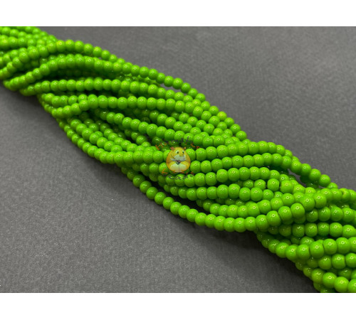 Жемчуг стеклянный Lime Green Pearl 4 мм (Китай) / 1 нить
