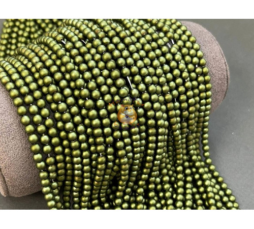 Жемчуг стеклянный Olivine Matt Pearl 4 мм (Китай) / 1 нить