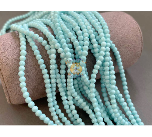 Жемчуг стеклянный Pastel Blue Pearl 4 мм (Китай) / 1 нить