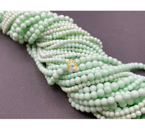 Жемчуг стеклянный Pastel Mint Pearl 4 мм, 6 мм (Китай) / 1 нить