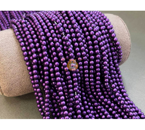 Жемчуг стеклянный Purple Matt Pearl 4 мм (Китай) / 1 нить