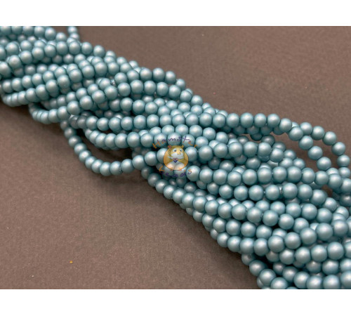 Жемчуг стеклянный Smoked Sapphire Matt Pearl 4 мм (Китай) / 1 нить