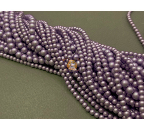 Жемчуг стеклянный Violet Lavander Matt Pearl 4 мм, 6 мм (Китай) / 1 нить
