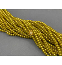 Жемчуг стеклянный Green Yellow Pearl 4 мм (Китай) / 1 нить