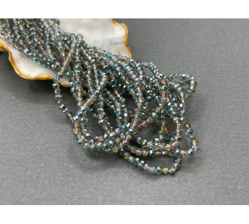 Рондели стеклянные Crystal Gray Rainbow RSD/7 2×3 мм/ 1 нить