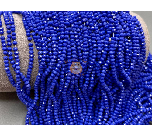 Рондели стеклянные Opaque Sapphire #52 2×3 мм/ 1 нить