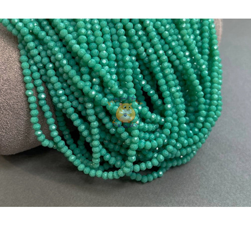Рондели стеклянные Opaque Turquoise Green #56 2×3 мм/ 1 нить