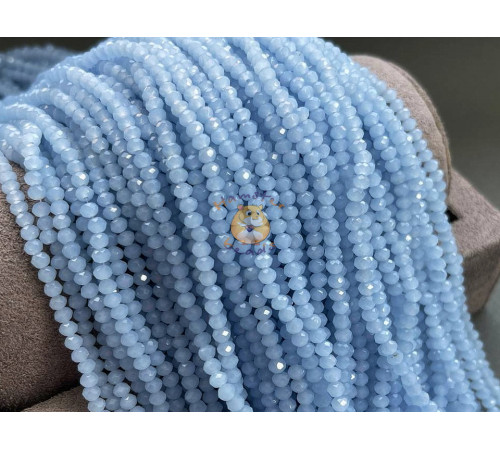 Рондели стеклянные Light Sapphire Opal #42 2×3 мм/ 1 нить