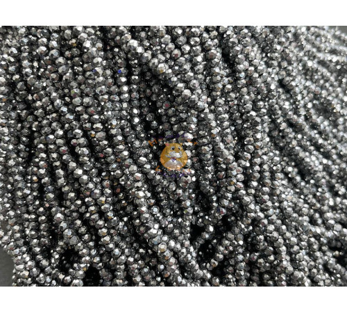 Рондели стеклянные Metallic Light Hematite #96 2×3 мм/ 1 нить