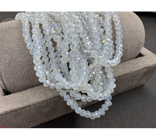 Рондели стеклянные White Opal AB RSD/3 3×4 мм/ 1 нить